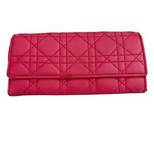 Dior Lady Dior Rendezvous Red Leather Wallet on Chain